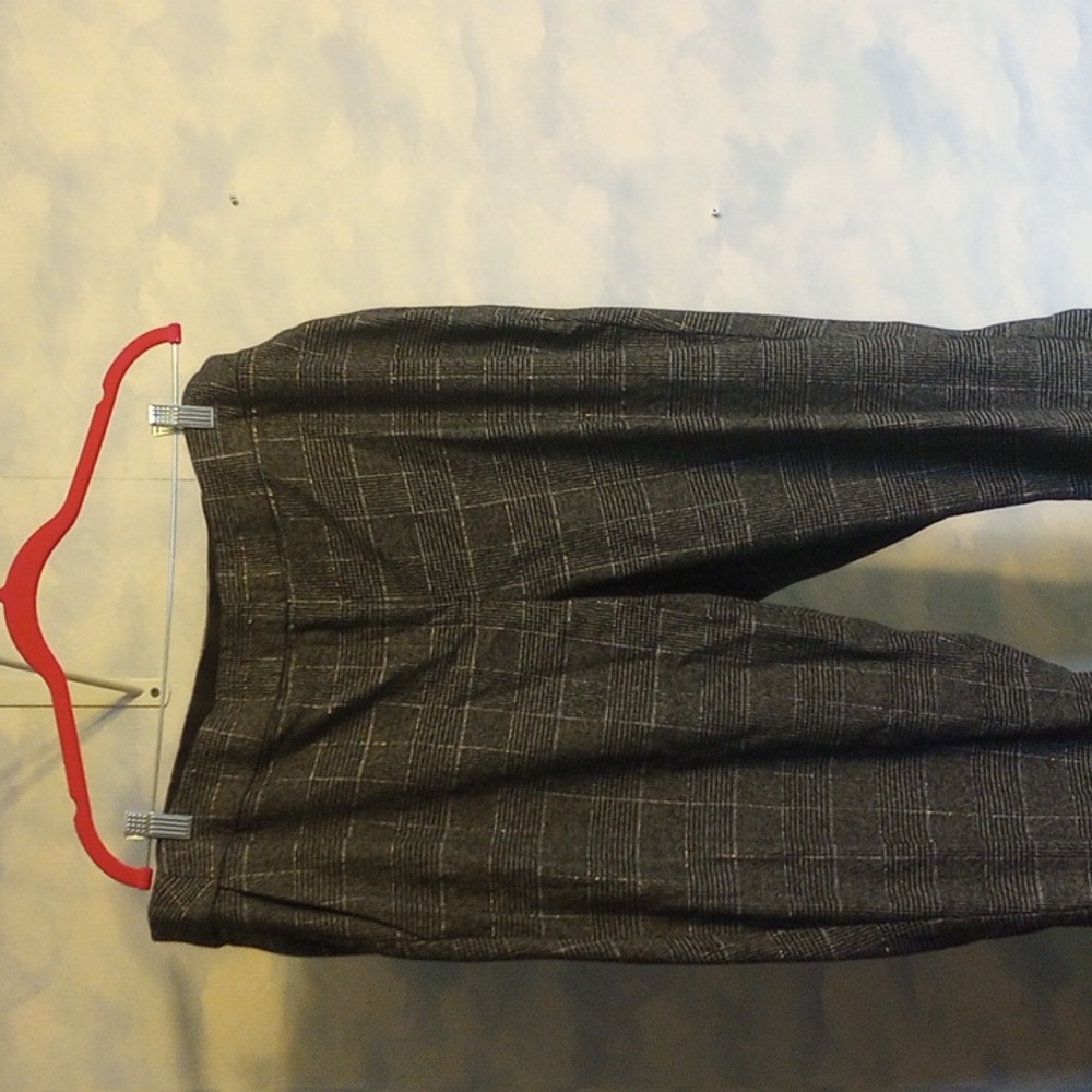 Classic Women's Gray Plaid Trousers With Silver Detailing